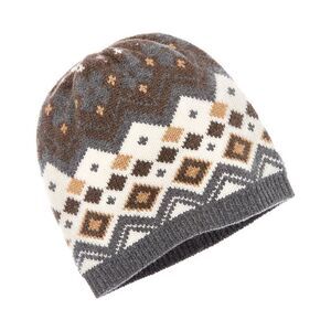 Amicale Cashmere Fairisle Wool & Cashmere-Blend Beanie, Grey